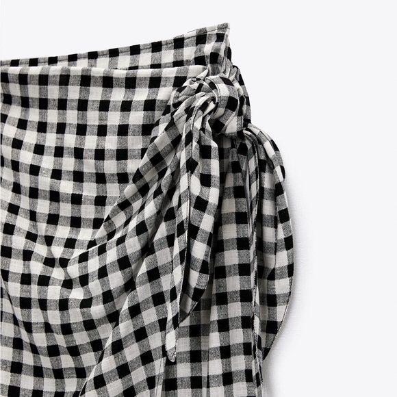 ZARA Gingham Linen Blend Skirt - Picture 6 of 12